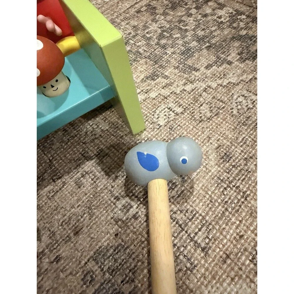 Toddler toy lot- Mentari Wooden mushroom Hammer Toy and Peppa Pig Pull Toy Tomy